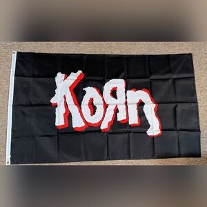 Vintage 3ft x 5ft Korn Flag, Rare Korn Collectible AND Patch & Life Is Peachy CD